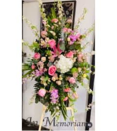 Serene Pink Elegance spray. An arrangement by Geni's Florist and Gifts. Serene Pink Elegance spray. An arrangement by Geni's Florist and Gifts.