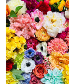 ARTIFICIAL FLOWER ARRANGEMENT. An arrangement by Flowers by Priscilla. ARTIFICIAL FLOWER ARRANGEMENT. An arrangement by Flowers by Priscilla.