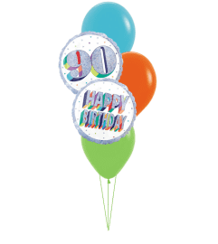 Here's To 90 Colourful Classic Balloon Bouquet. An arrangement by Balloon Bouquets Plus. Here's To 90 Colourful Classic Balloon Bouquet. An arrangement by Balloon Bouquets Plus.