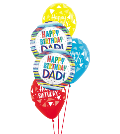 Happy Birthday Dad Painted Stripes Classic Balloon Bouquet. An arrangement by Balloon Bouquets Plus. Happy Birthday Dad Painted Stripes Classic Balloon Bouquet. An arrangement by Balloon Bouquets Plus.