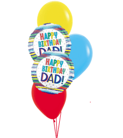 Happy Birthday Dad Painted Stripes Colourful Classic Balloon Bouq. An arrangement by Balloon Bouquets Plus. Happy Birthday Dad Painted Stripes Colourful Classic Balloon Bouq. An arrangement by Balloon Bouquets Plus.