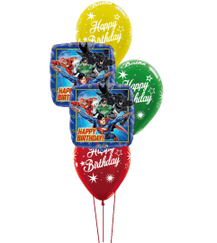Justice League Birthday Classic Balloon Bouquet. An arrangement by Balloon Bouquets Plus. Justice League Birthday Classic Balloon Bouquet. An arrangement by Balloon Bouquets Plus.