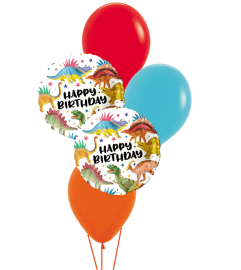 Hapy Birthday Dinosaur Colourful Classic Balloon Bouquet. An arrangement by Balloon Bouquets Plus. Hapy Birthday Dinosaur Colourful Classic Balloon Bouquet. An arrangement by Balloon Bouquets Plus.