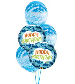 Birthday Fun Sharks Graffiti Classic Balloon Bouquet. An arrangement by Balloon Bouquets Plus. Birthday Fun Sharks Graffiti Classic Balloon Bouquet. An arrangement by Balloon Bouquets Plus.