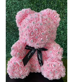 Pink Diamond Rose Bear. An arrangement by Flower World and Gifts.