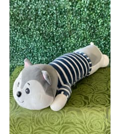 Huggable Husky Plush Pillow. An arrangement by Flower World and Gifts.