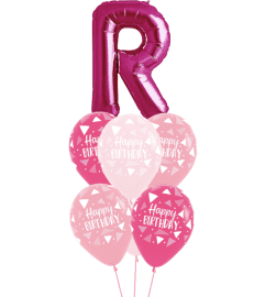Monogram Pink R Birthday Awesome Balloon Bouquet. An arrangement by Balloon Bouquets Plus. Monogram Pink R Birthday Awesome Balloon Bouquet. An arrangement by Balloon Bouquets Plus.