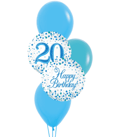 Sparkling Fizz 20th Blue Birthday Colourful Classic Balloon Bouqu. An arrangement by Balloon Bouquets Plus. Sparkling Fizz 20th Blue Birthday Colourful Classic Balloon Bouqu. An arrangement by Balloon Bouquets Plus.