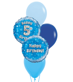 5th Birthday Blue Holo Colourful Classic Balloon Bouquet. An arrangement by Balloon Bouquets Plus. 5th Birthday Blue Holo Colourful Classic Balloon Bouquet. An arrangement by Balloon Bouquets Plus.