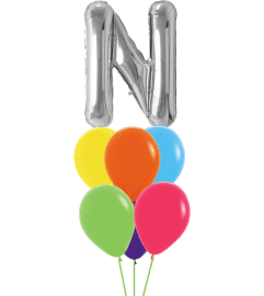 Monogram Silver N Birthday Awesome Balloon Bouquet. An arrangement by Balloon Bouquets Plus.