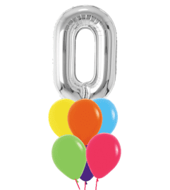 Monogram Silver O Birthday Awesome Balloon Bouquet. An arrangement by Balloon Bouquets Plus.