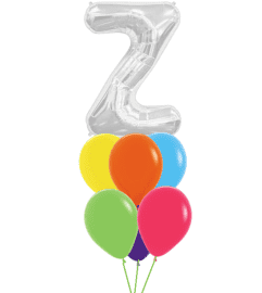 Monogram Silver Z Birthday Awesome Balloon Bouquet. An arrangement by Balloon Bouquets Plus.