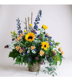 Down by the river tribute. An arrangement by Rustic Floral and Gifts.