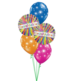 Congrats Paint Burst Fireworks Classic Balloon Bouquet. An arrangement by Balloon Bouquets Plus.