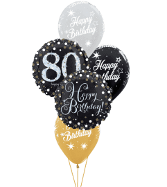 Sparkling Birthday 80th Classic Balloon Bouquet. An arrangement by Balloon Bouquets Plus.
