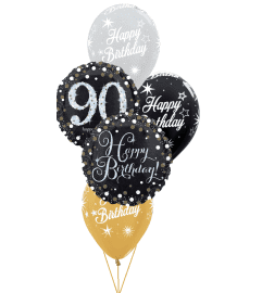 Sparkling Birthday 90th Classic Balloon Bouquet. An arrangement by Balloon Bouquets Plus.