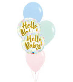 Hello Baby! Pastel Matte Classic Balloon Bouquet. An arrangement by Balloon Bouquets Plus.