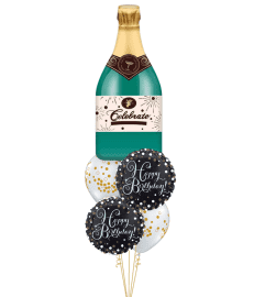 Celebrate Bottle Sparkling Birthday Cheerful Balloon Bouquet. An arrangement by Balloon Bouquets Plus.