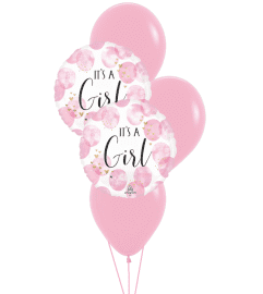 Baby Girl Watercolour Colourful Classic Balloon Bouquet. An arrangement by Balloon Bouquets Plus.