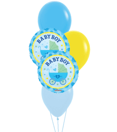 Baby Boy Stroller Classic Balloon Bouquet. An arrangement by Balloon Bouquets Plus.