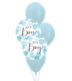 Baby Boy Watercolour Classic Balloon Bouquet. An arrangement by Balloon Bouquets Plus.