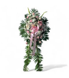 Blush of Serenity Standing Wreath. An arrangement by Cinderella's Flowers.