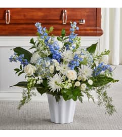 Everlasting Memories Floor Basket. An arrangement by North Liberty Flower Shop.