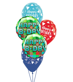 Happy Birthday Pixel Classic Balloon Bouquet. An arrangement by Balloon Bouquets Plus. Happy Birthday Pixel Classic Balloon Bouquet. An arrangement by Balloon Bouquets Plus.