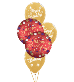 Red Satin Birthday Classic Balloon Bouquet. An arrangement by Balloon Bouquets Plus.
