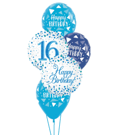 Sparkling Fizz 16th Blue Birthday Classic Balloon Bouquet. An arrangement by Balloon Bouquets Plus. Sparkling Fizz 16th Blue Birthday Classic Balloon Bouquet. An arrangement by Balloon Bouquets Plus.