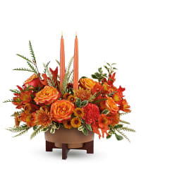 The Fall Harvest Centerpiece. An arrangement by Sueppel's Flowers.