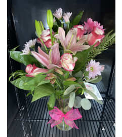 Romantic Rose and Lilies (Pink). An arrangement by The Flower Box Florist.