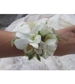 Wrist Corsage. An arrangement by Thompson's Full Bloom.