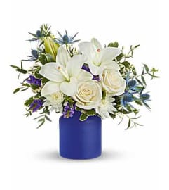 Blue Harmony Bouquet TEV75-2A. An arrangement by Jennifer's Flowers and Gifts.