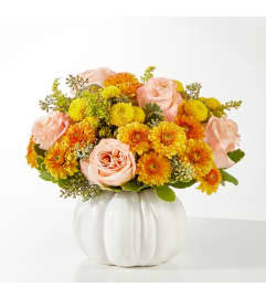 Peachy Pumpkin Bouquet. An arrangement by Flowers of Jacksonville.