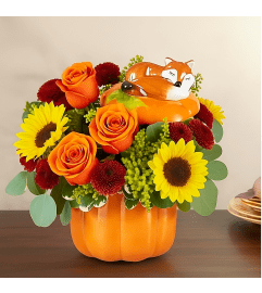 Autumn Fox Bouquet. An arrangement by North Liberty Flower Shop.