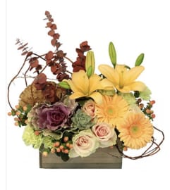Fall Cottage. An arrangement by Aurora Greenhouse.