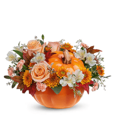 Teleflora's Hello Pumpkin Bouquet. An arrangement by Triple A Florist - Burnaby.