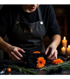 Designer's Choice Halloween Themed Floral Arrangement. An arrangement by Anne Marie Rose Floral Design.
