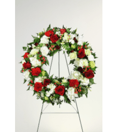 Passionate Faith Sympathy Wreath. An arrangement by Blossoms On The Trail.