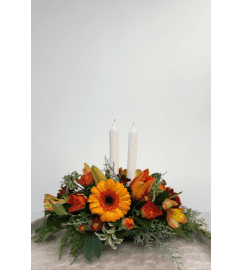 Autumn Daybreak Centerpiece. An arrangement by Blossoms On The Trail.