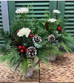Frosted Pine Embrace Mug. An arrangement by Forest Florist.