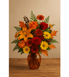 Autumn Glow Vase Bouquet. An arrangement by A Touch of Elegance Florist and Events LLC.