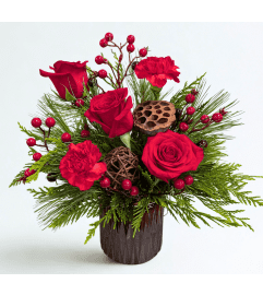 Holiday Rose Delight. An arrangement by My Secret Garden.
