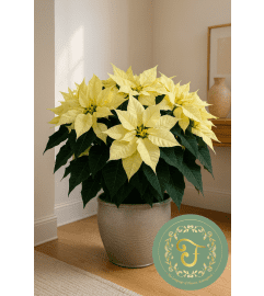 12 Premium White Poinsettia Plant. An arrangement by Roma James Gifts.