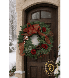 Candy Cane Lane Wreath. An arrangement by Roma James Gifts.