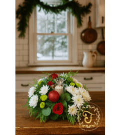Holiday Harmony Centerpiece. An arrangement by Floratechnics.