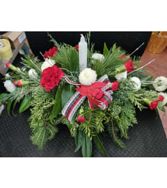 Christmas centerpiece. An arrangement by KW Flowers.