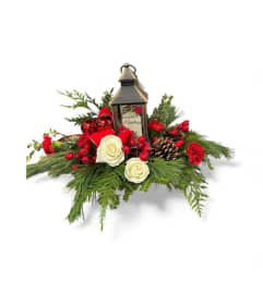 Christmas Lantern. An arrangement by Flower Buds Florist PEI. Christmas Lantern. An arrangement by Flower Buds Florist PEI.