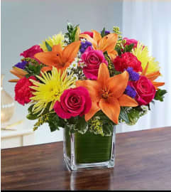 Colorful Cube Arrangement. An arrangement by Aventura Blooming Petals.